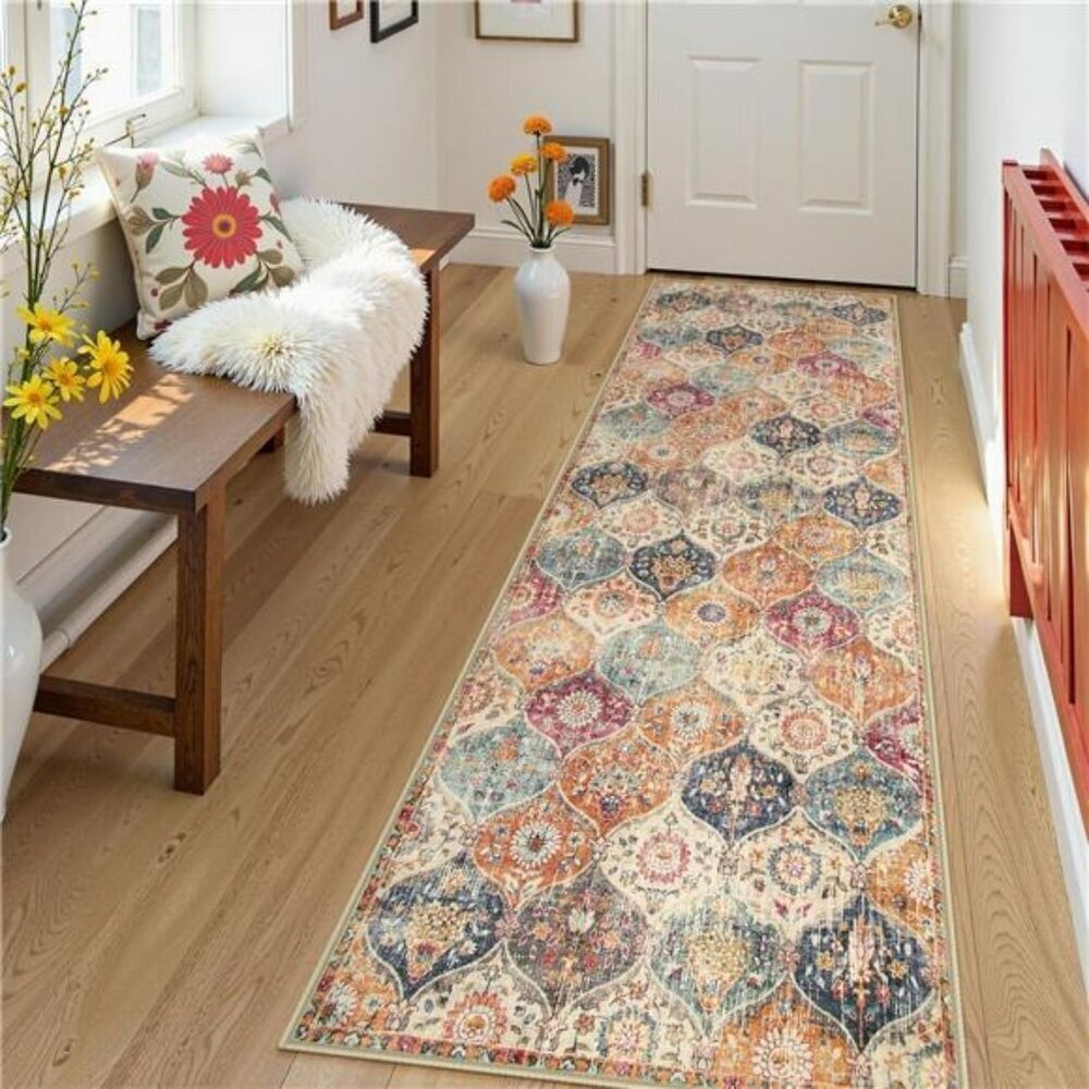 Lahome Moroccan Runner Rug 2x8 Washable Non Slip Hallway Kitchen Carpet